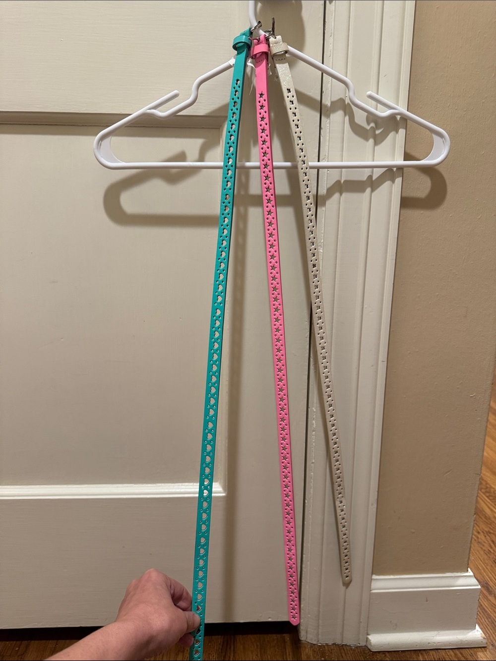 Target Kids Skinny Belts in Teal, Pink, and Cream